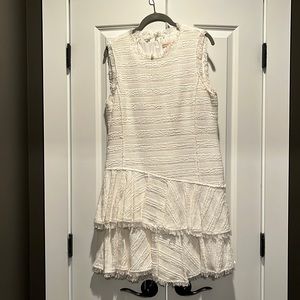 Rebecca Taylor White Dress with fringe detailing